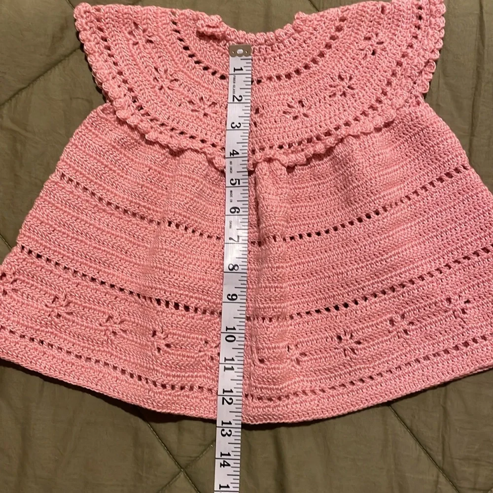 Handmade pink vintage knit baby dress o/s - Picture 11 of 13